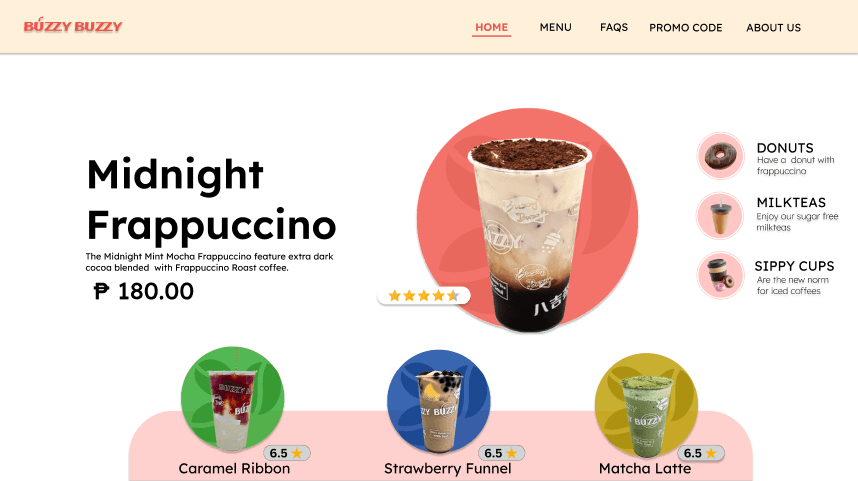 Buzzy Cafe Full-Stack Application (school project)